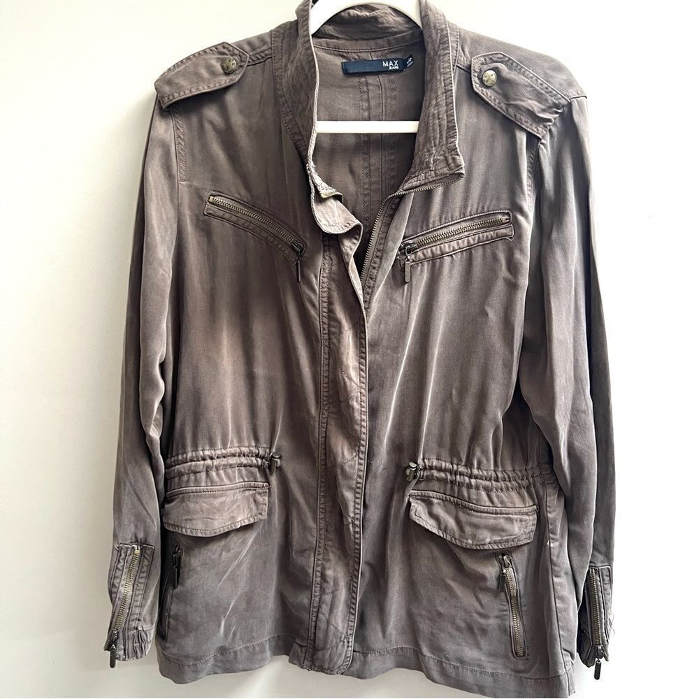 Max Jeans brown tencel jacket cinched waist size L